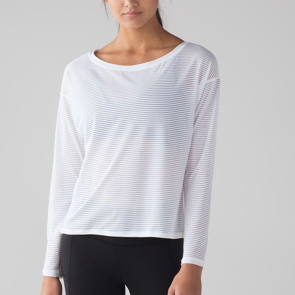 Lululemon Lean In Long Sleeve Top - White Mesh